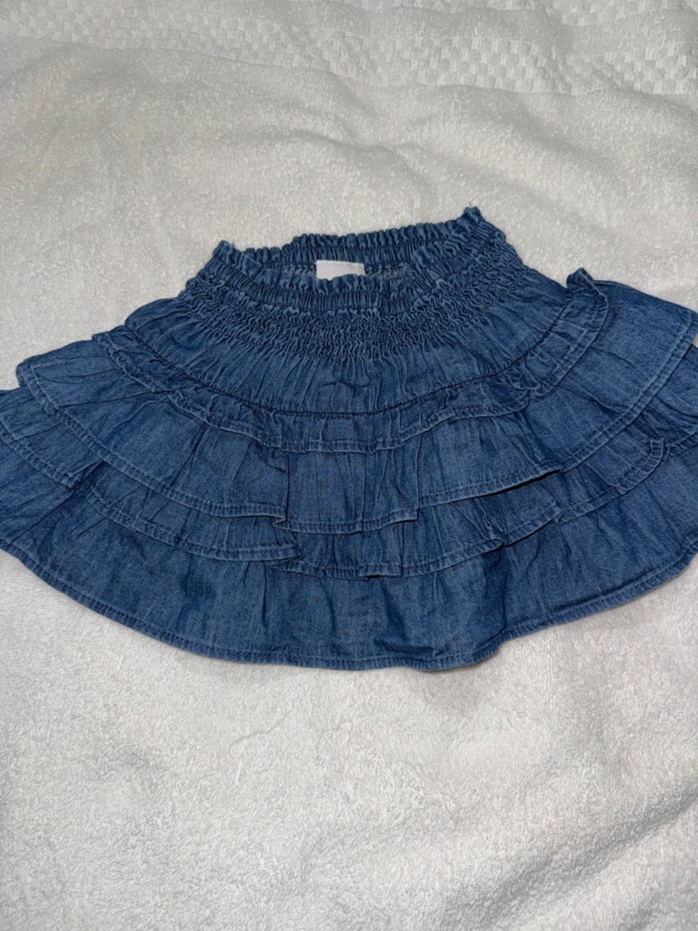 Gap-Love shack fancy denim.  Tiered Ruffle Mini Skirt - Blue